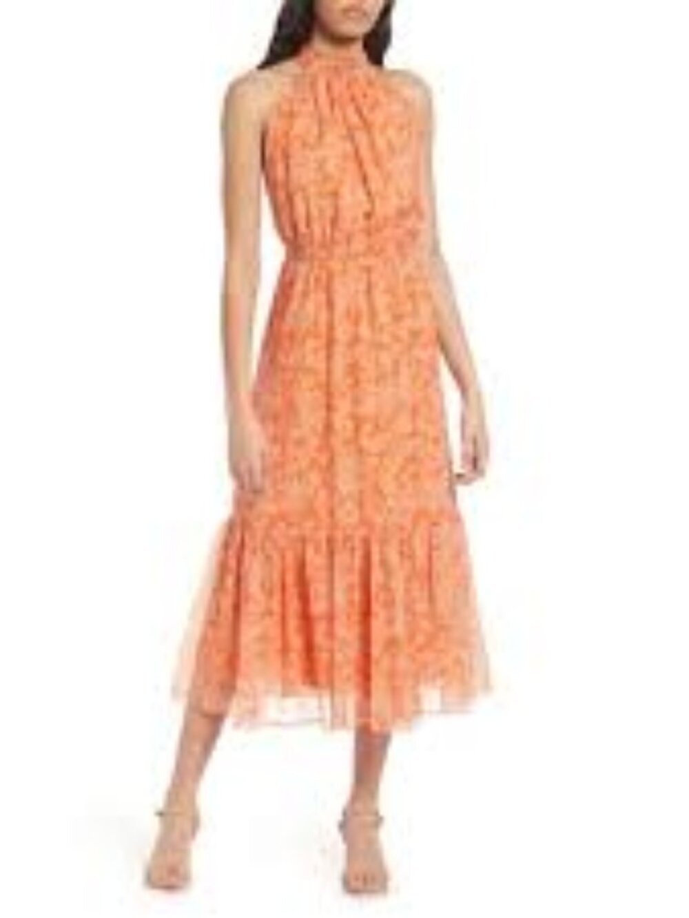 CHELSEA28 Floral Halter Open Back Midi Dress ** Size Large
